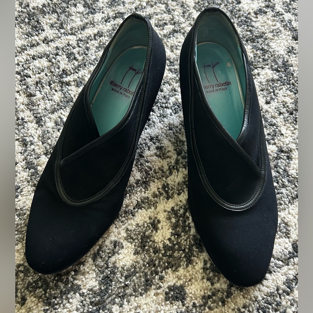 Thierry Robotin Oxford Fabric Stretch Italian Leather Slip On Pumps | EU 40 US 9